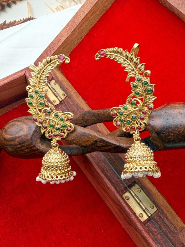 PALLAVA ANTIQUE EMERALD STONES JHUMKAS E-132