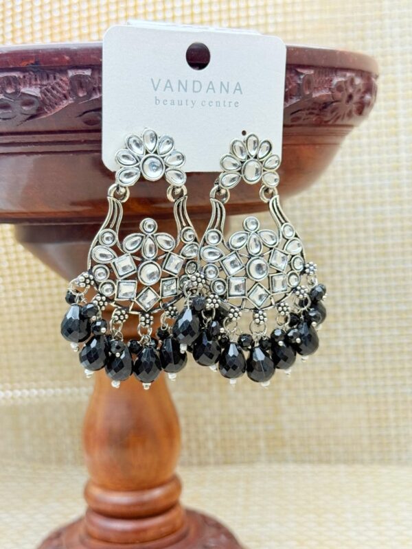 BLACK CASCADE OXIDIZED DROP EARRINGS E-138
