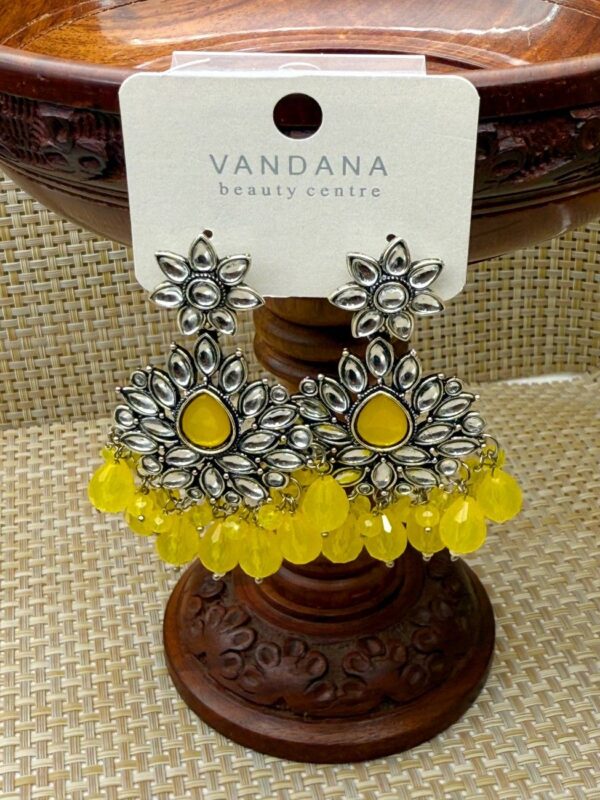 YELLOW BLOOM OXIDIZED DROP EARRINGS E-139