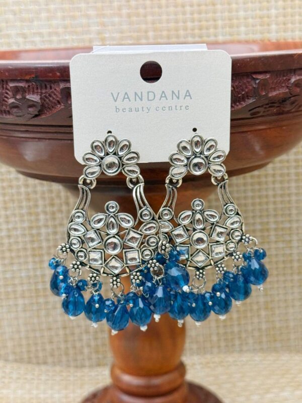 ROYAL BLUE OXIDIZED DROP EARRINGS E-140