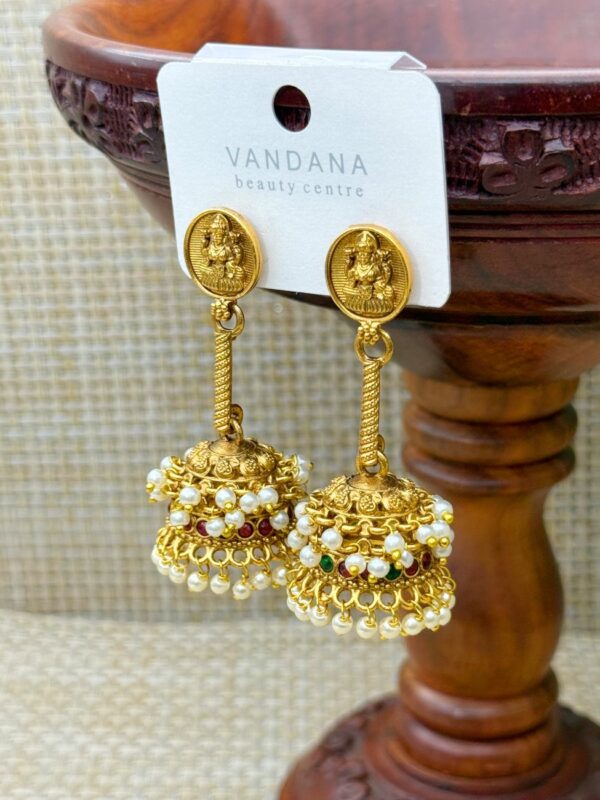 LAKSHMI DEVI ANTIQUE TEMPLE JHUMKAS E-141