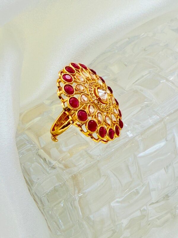 ROYAL POLKI RUBY GOLD FINGER RING R-146