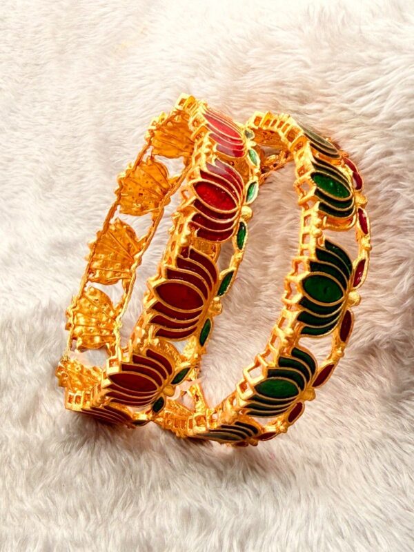 ANTIQUE LAXMI LOTUS GRACE BANGLE COMBO B-158