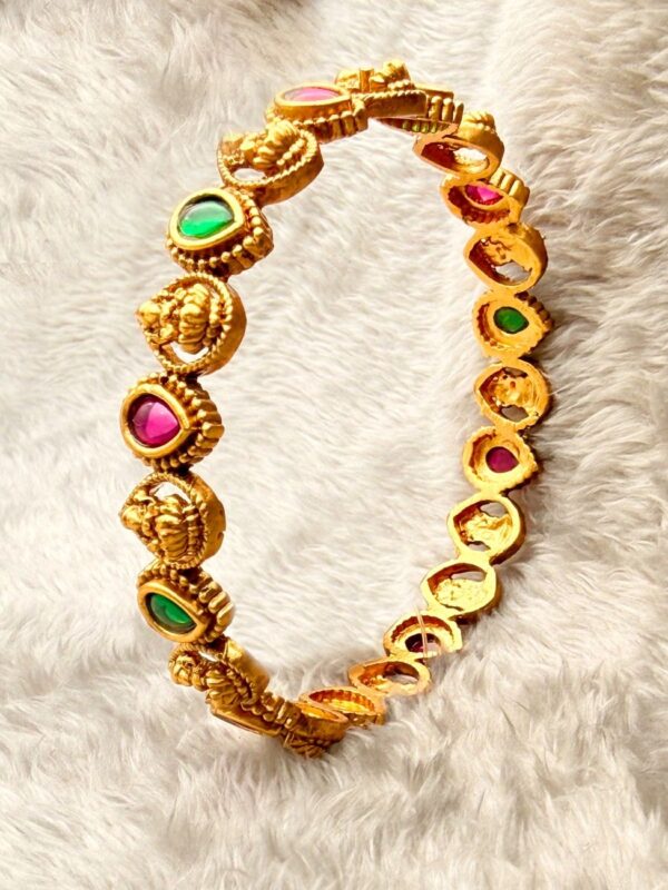 GODDESS LAKSHMI RUBY EMERALD BANGLE MULTI-STONE B-159