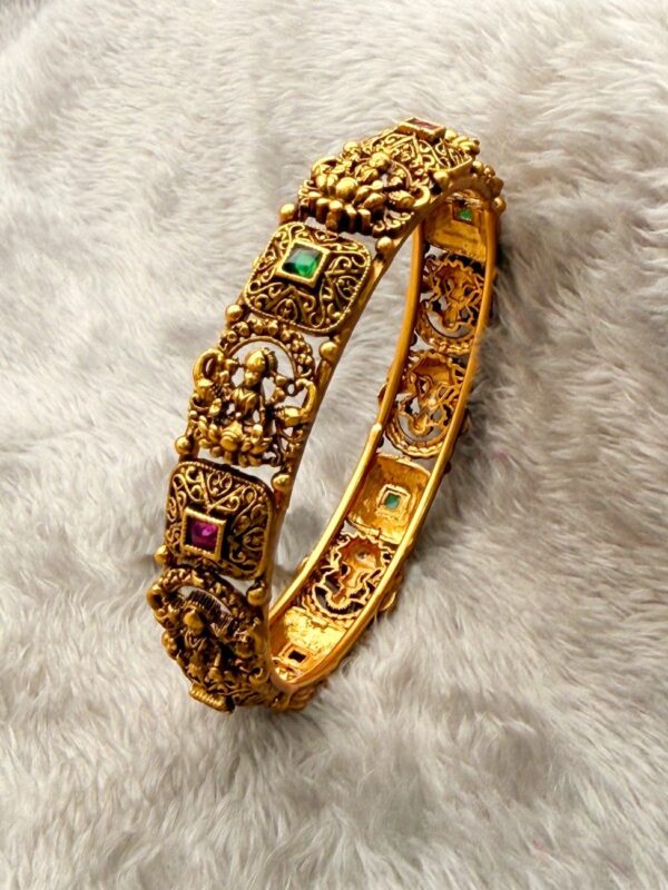 LAKSHMI SQUARE TEMPLE BANGLE MULTI-STONE B-163