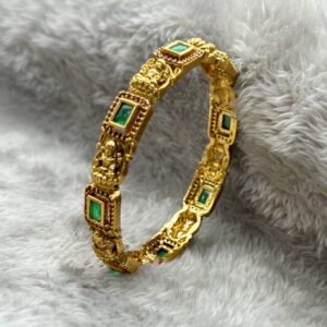 AISHWARYA LAXMI HERITAGE BANGLE GREEN STONE B-166 - 2.6