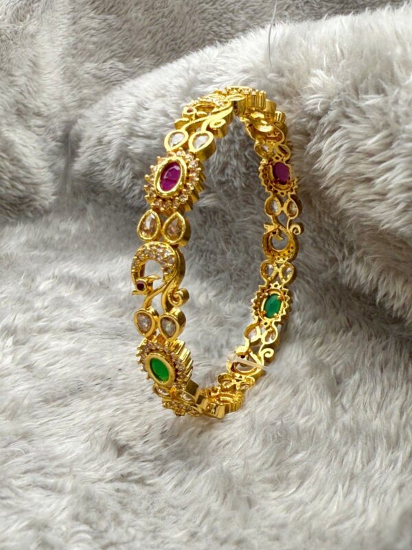 PEACOCK SCROLL MULTI-STONE BANGLE B-171