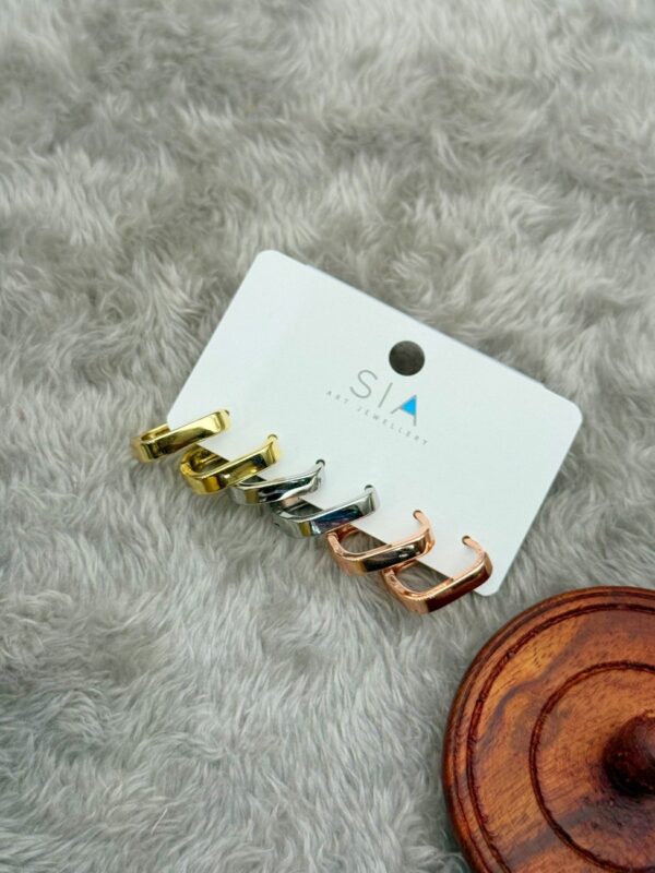 GEOMETRIC AURA TRIPLE-TONE COMBO SET STUDS E-185