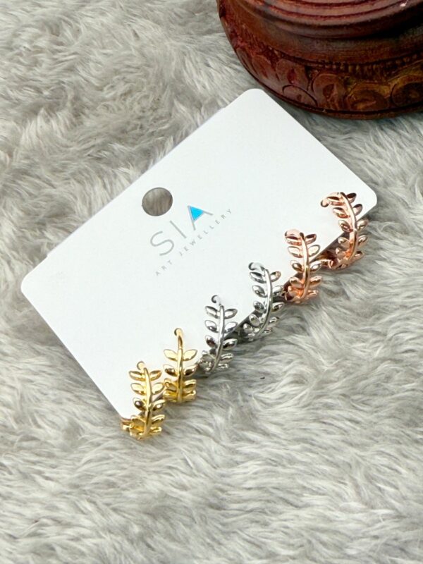 VINE LEAF TRIPLE-TONE STUDS (3-Pair Combo Set) E-186