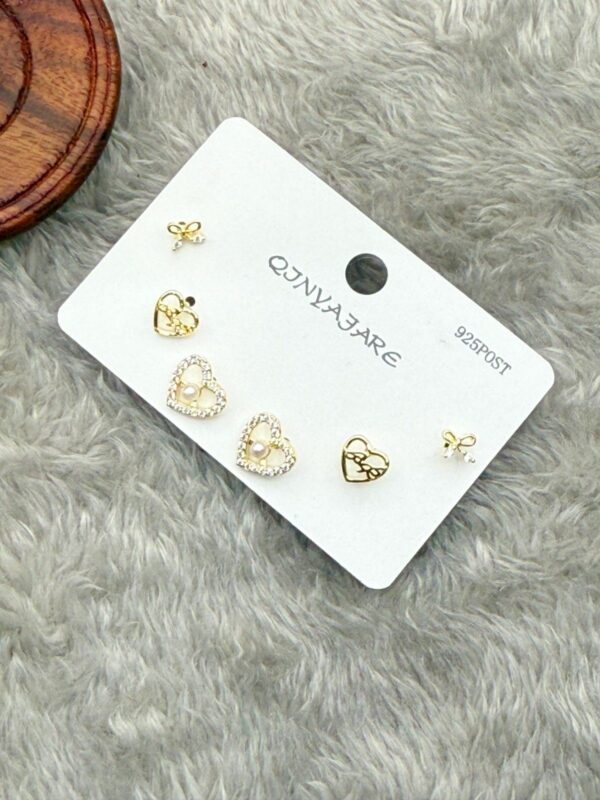 SWEETHEART TRIO STUDS (3-Pair Combo Set) E-192