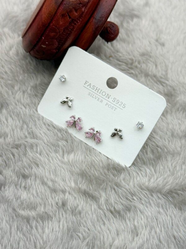 CRYSTAL BUTTERFLY TRIO STUDS (3-Pair Combo Set) E-198