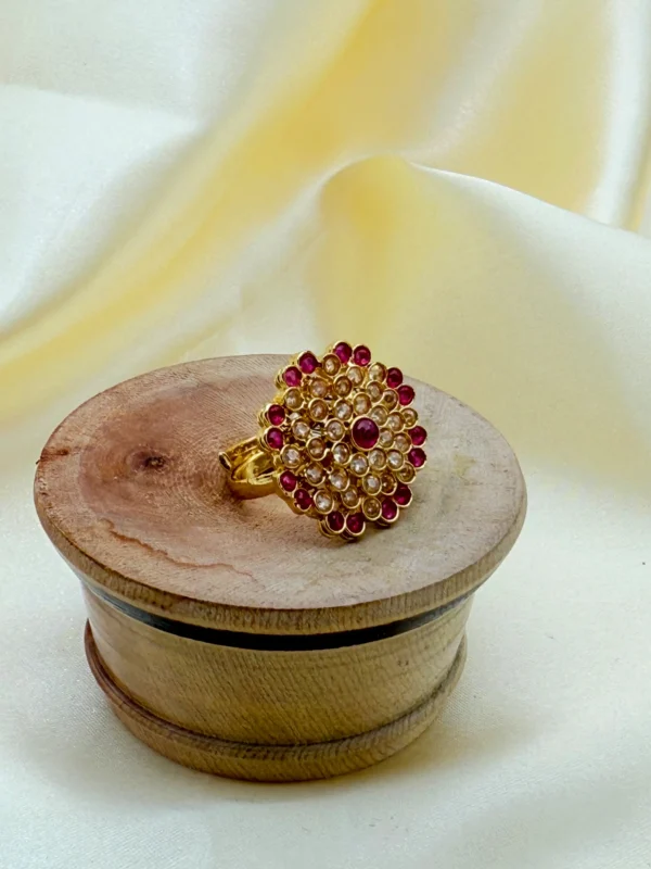 FINGER RING RUBY GOLD-TONE FR-236