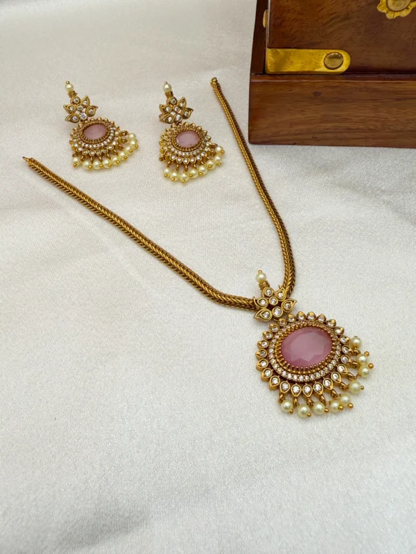 PENDANT NECKLACE SET ANTIQUE PINK PN-242