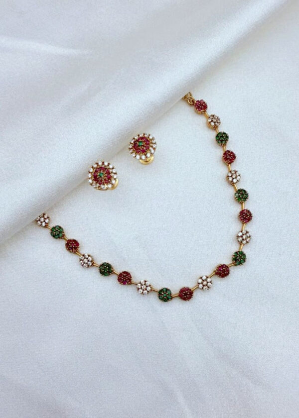 FLORAL HARMONY RUBY EMERALD NECKLACE SET