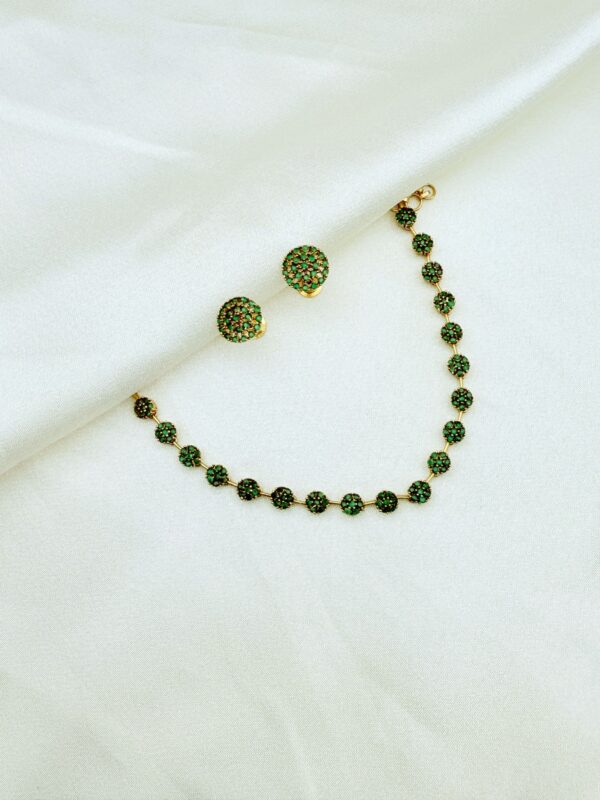 EMERALD GREEN STONE GOLD-PLATED NECKLACE SET