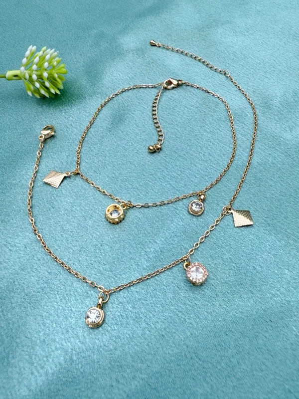 GOLD CRYSTAL DROPS ANKLETS AN-275