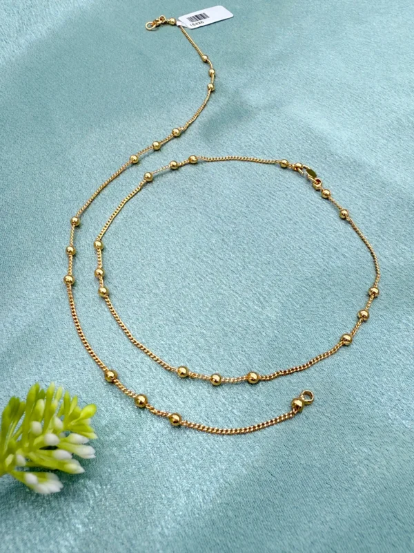 GOLD BEADED CHAIN ANKLETS AN-276