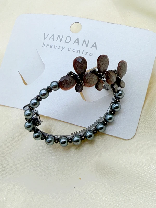 CHARCOAL PEARL HAIR CLIP HR-287