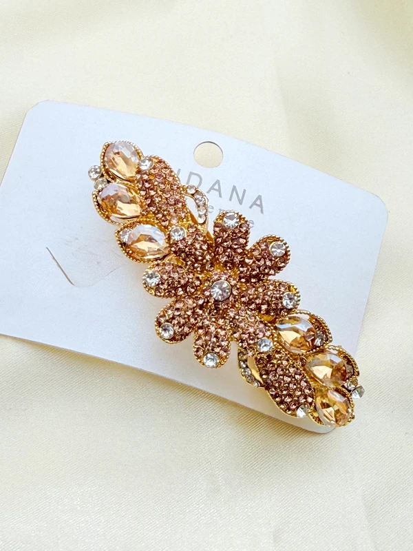 GOLD FLOWER CRYSTAL HAIR CLIP HR-293