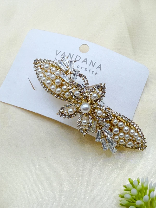 PEARL & CRYSTAL FLOWER HAIR CLIP HR-294