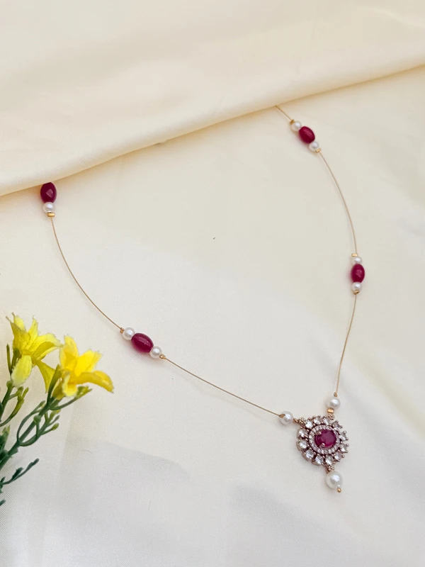 INVISIBLE THREAD RUBY AD NECKLACE PN-398