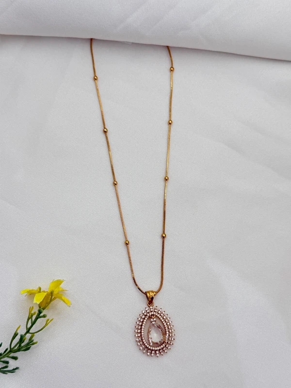 CLEAR AD PENDANT NECKLACE GOLD TONE PN-434