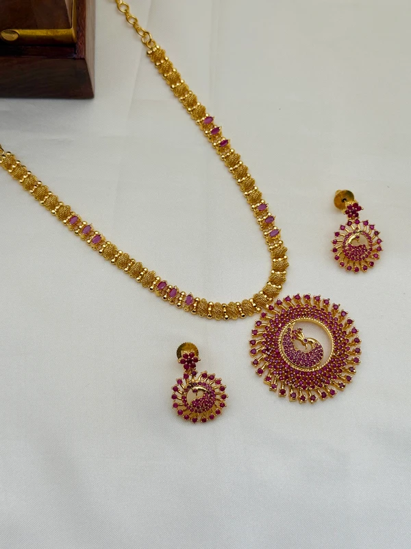 RUBY MAGENTA PEACOCK AD HARAM SET H-442