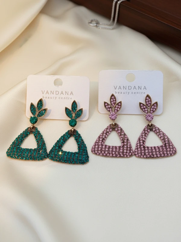 PINK & EMERALD GREEN AD COMBO EARRINGS ER-454