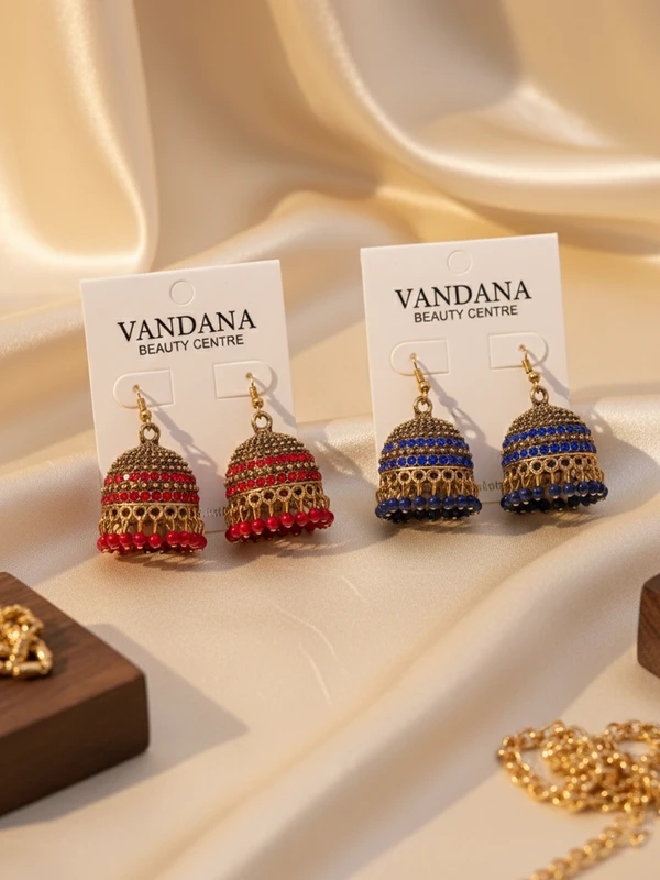 RUBY & SAPPHIRE JHUMKA COMBO EARRINGS E-456