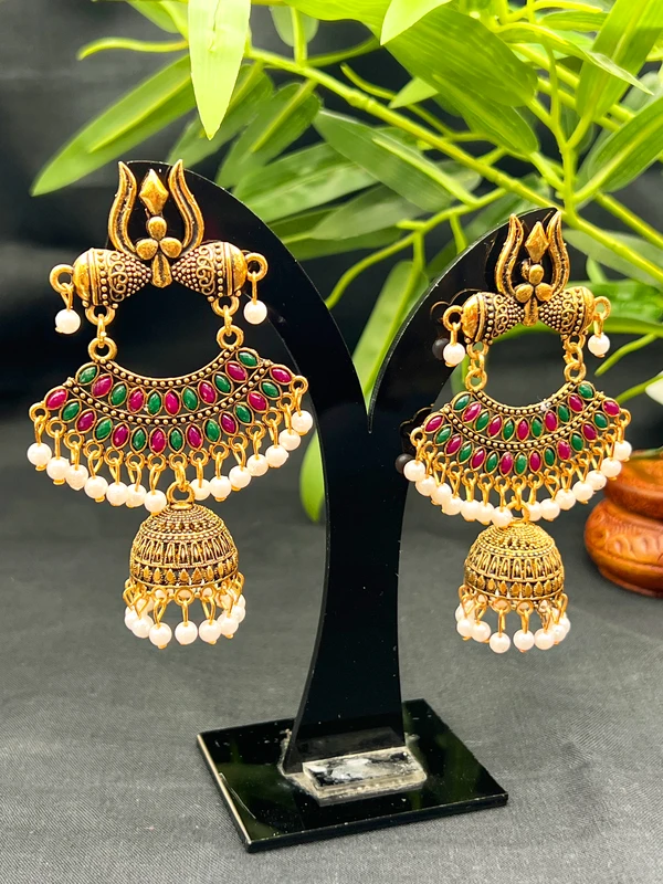 TRISHUL PEARL JHUMKA EARRINGS E-501