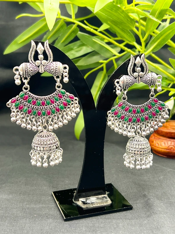 TRISHUL PEARL SILVER JHUMKA EARRINGS ER-502