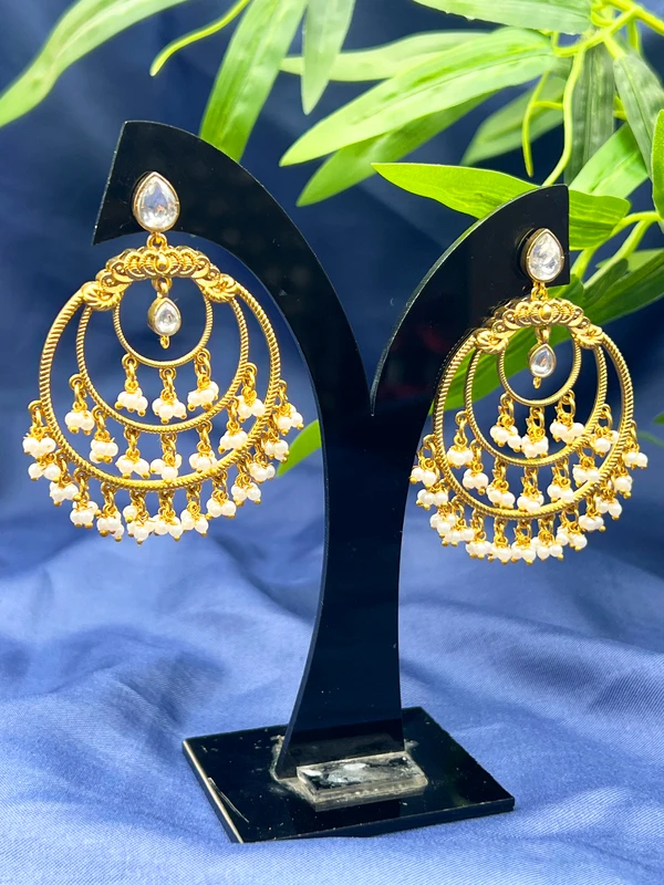 PEARL CASCADE HOOP EARRINGS E-509