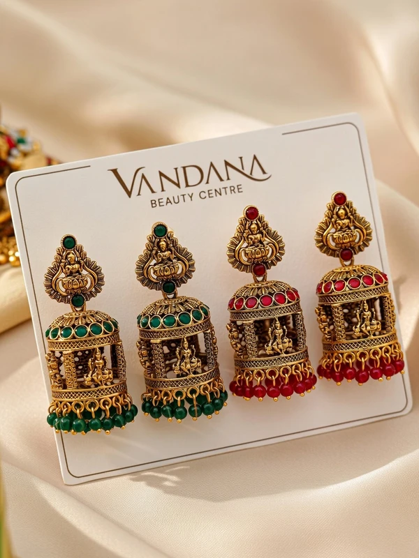LAKSHMI TEMPLE JHUMKA EARRINGS E-514