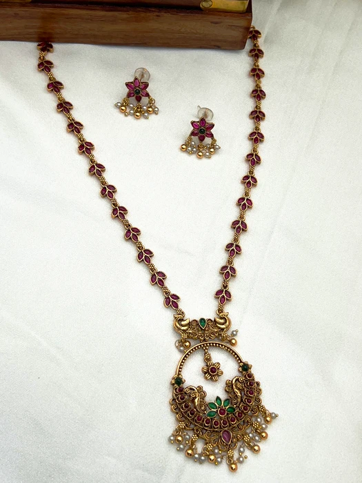 ANTIQUE PEACOCK HARAM SET H-524