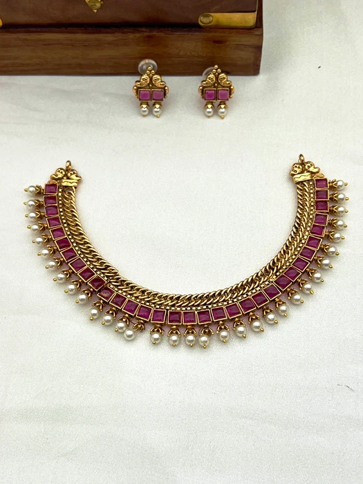 ANTIQUE RUBY PEARL NECKLACE N-525