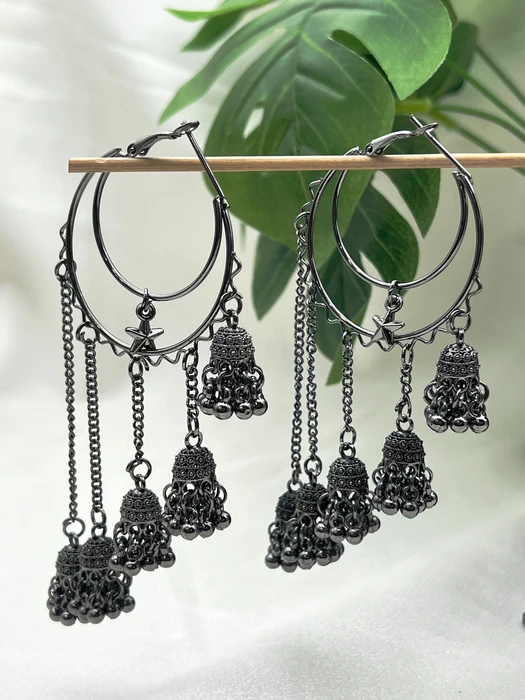 OXIDIZED LONG HANGING EARRINGS ER-547