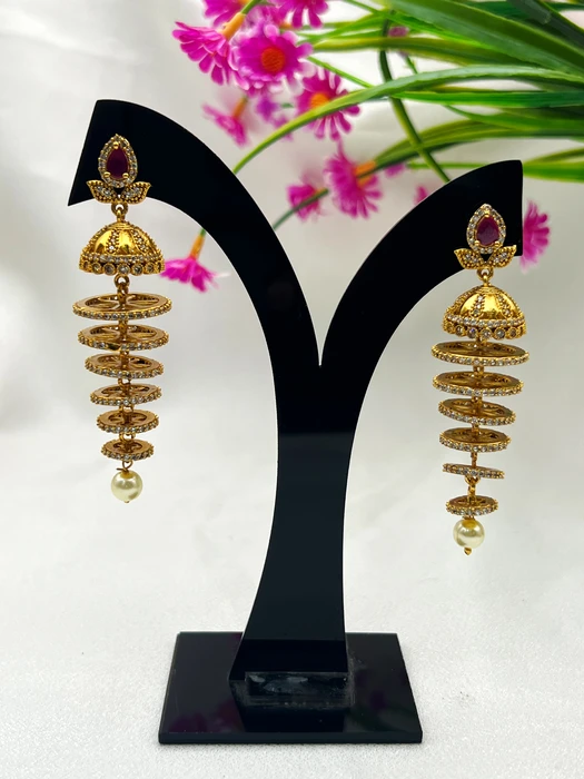 LONG TIERED AD JHUMKA EARRINGS E-555