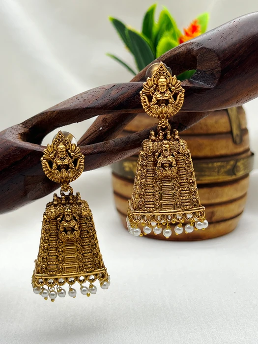 TEMPLE LAKSHMI JHUMKA EARRINGS E584