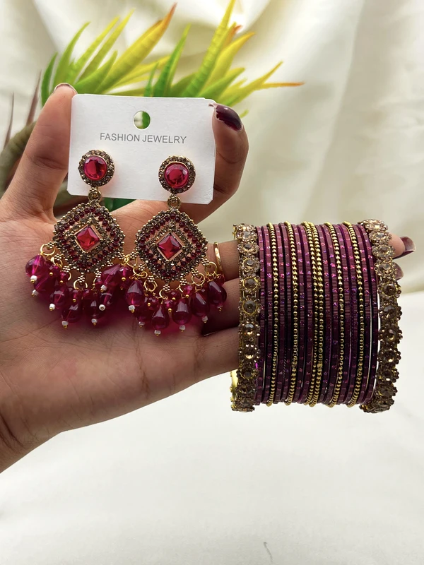COMBO EARRINGS & BANGLE SET C619