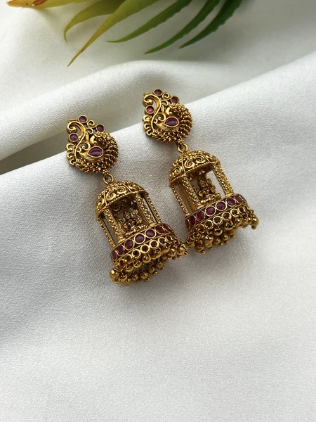 Peacock Lakshmi Jhumka Earrings ON634