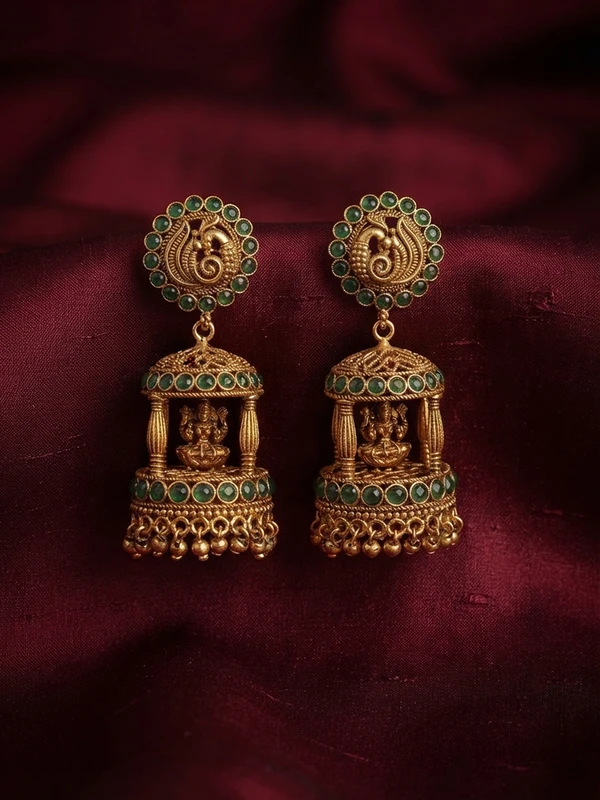 Antique Green Peacock Jhumka ON647